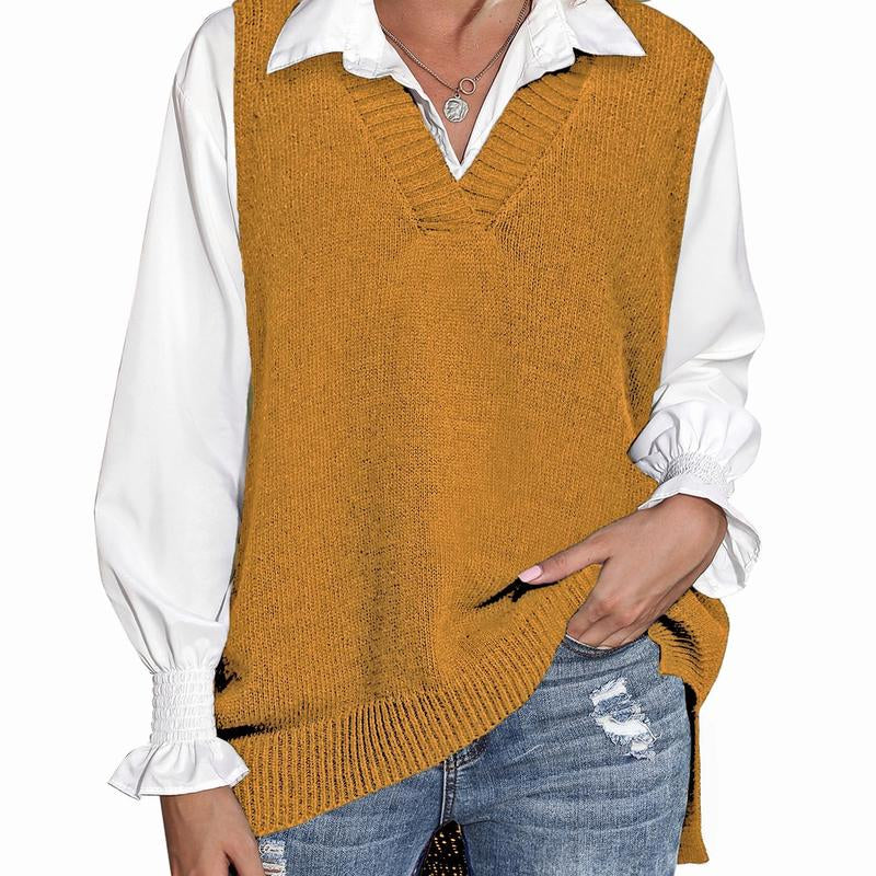 ZEAGOO Sweater Vest Sleeveless Oversized V Neck Sweaters Knitted Vest Pullover Tank Top Black Friday