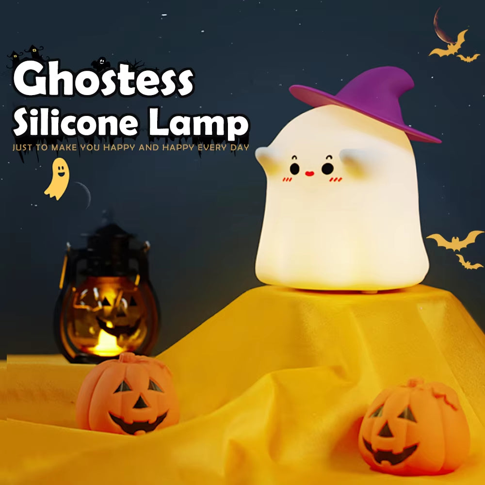 Halloween Pumpkin Night Lights Cute Soft Silicone Safe Lamp Decorations Timing Dimmable Bedside Decor Kids Baby Halloween Gifts