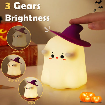 Halloween Pumpkin Night Lights Cute Soft Silicone Safe Lamp Decorations Timing Dimmable Bedside Decor Kids Baby Halloween Gifts