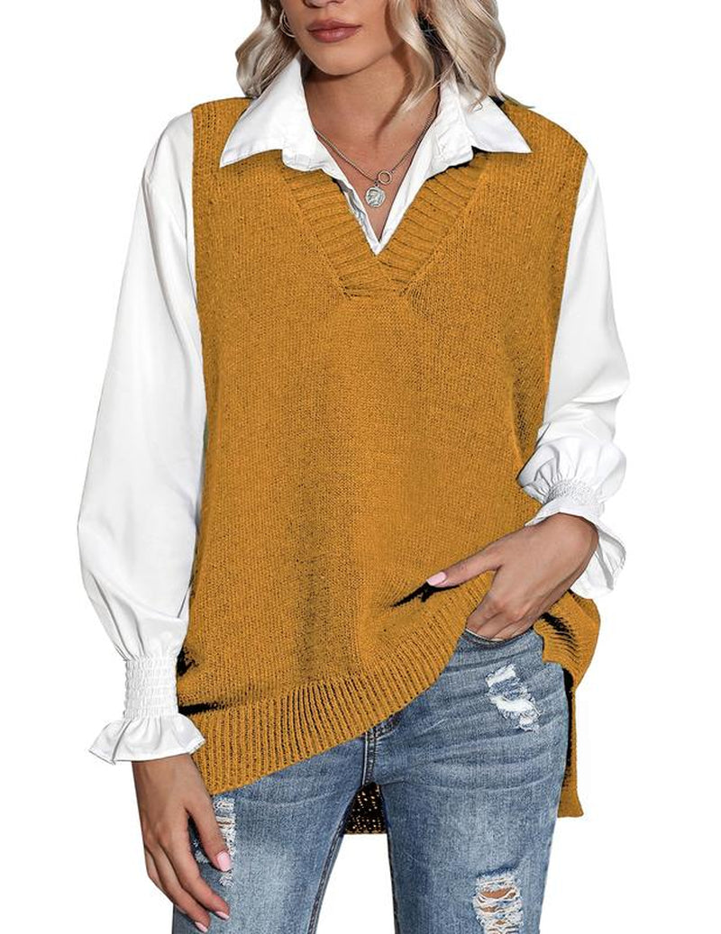 ZEAGOO Sweater Vest Sleeveless Oversized V Neck Sweaters Knitted Vest Pullover Tank Top Black Friday