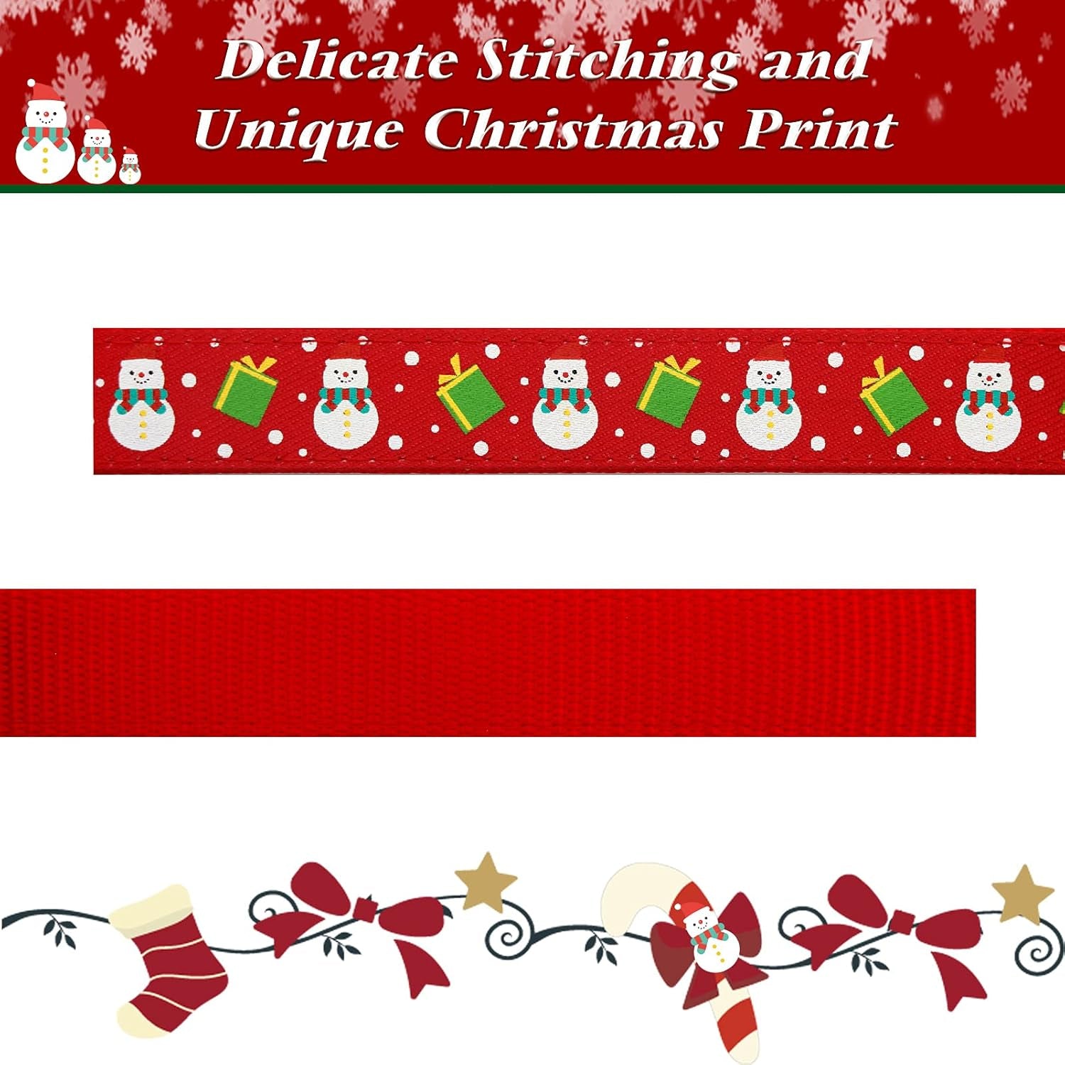 Christmas Dog Collar Adjustable Xmas Dog Collar with Christmas Antler Bow Tie Accessories Snowman Dog Collar for Medium Dogs