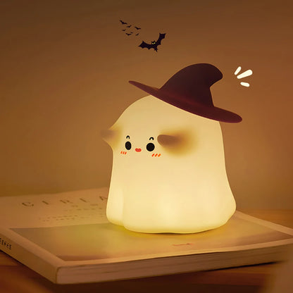 Halloween Pumpkin Night Lights Cute Soft Silicone Safe Lamp Decorations Timing Dimmable Bedside Decor Kids Baby Halloween Gifts